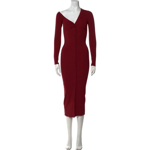 STAUD Deep Red Long Sleeve Dress - Picture 1 of 2